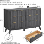 T4TREAM Fluted 6 Drawers Dresser, Curved Profile Design, Dresser TV Stand - Image 2