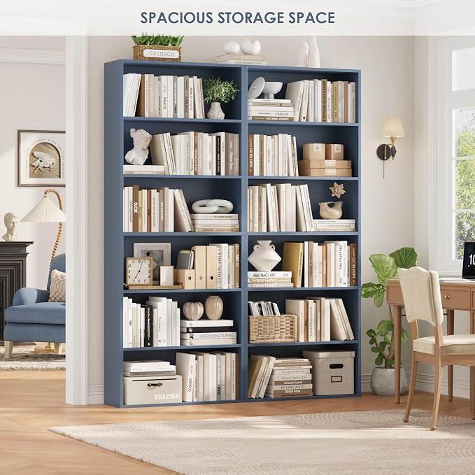 FOTOSOK 6-Tier Open Bookcase and Bookshelf, Freestanding Display Storage - Image 6