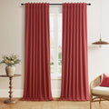 Red 100% Blackout Linen Curtains 102 Inch Length 2 Panels Set by Guken