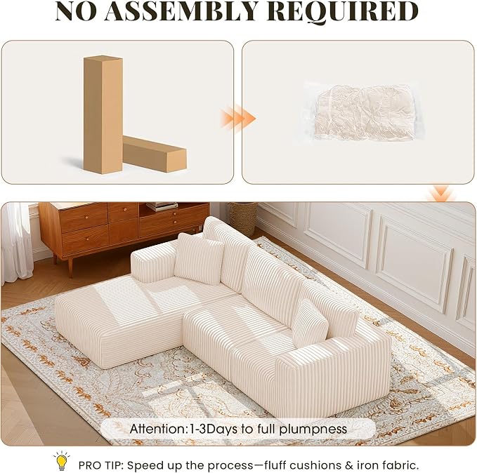 GRUSIGN 107'' Cloud Sectional Boneless Couches - Image 8