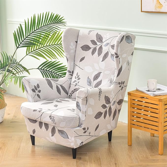 KRFOONN Wingback Chair Covers Slipcovers 2 Piece Stretch Wing Chair Covers - Image 2