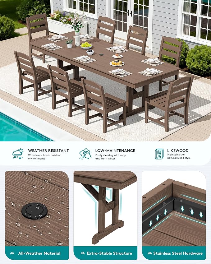 SERWALL 9 Piece Outdoor Dining Set - Image 4