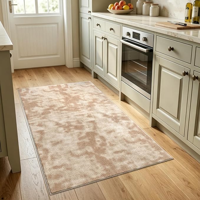 3x5 Tie-dye Beige Area Rug Washable Non-Slip Soft Thin - Image 2