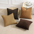 MIULEE Fall Corduroy Decorative Throw Pillow Covers Camel Brown 18x18 | Set of 4 - Image 3