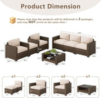 LOUVIXA 7 Piece Outdoor Patio Furniture Set, Rattan Chairs Glass Table Wicker - Image 2