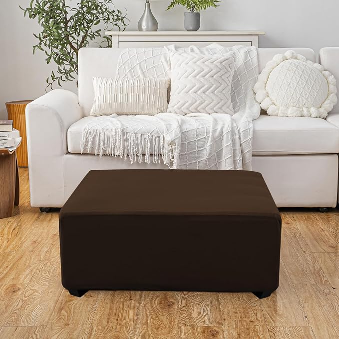 Super Stretch Ottoman Cover- Soft Form Fit Ottoman Cover Rectangular Ottoman - Image 2