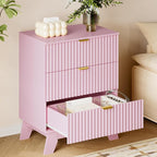 BORNOON Fluted 3 Drawer Dresser, 30.3" Tall Compact Modern Boho Chest of Drawers - Image 4