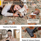 RELEANY Floral Washable 4x6 Area Rugs Brown/Brick | Flower Carpet Print Boho - Image 5