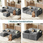 LINSY HOME Modular Sectional Sofa, Corduroy Sectional Cloud Couches - Image 7