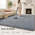 PLHXFR 9x12 Area Rugs Living Room: Fluffy Bedroom Rug Shag Carpet Grey | - Image 8