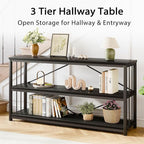 LVB Black Entryway Table, Modern Extra Long Sofa Console Table, Metal Wood - Image 7