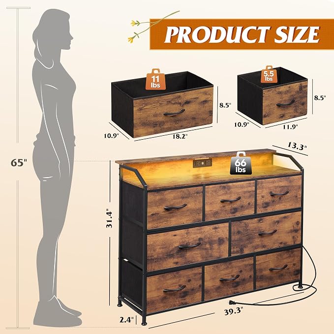 WLIVE Led Dresser for Bedroom, TV Stand for Bedroom - Image 3