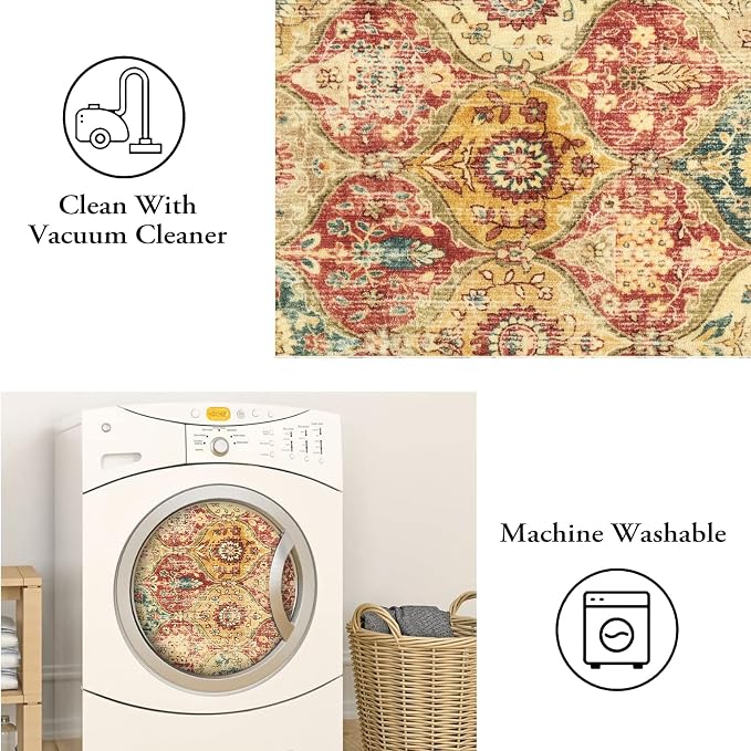 Lahome Moroccan Hallway Rug, 2x5 Washable Kitchen Runner Rug Non Slip | Kitchen - Image 4