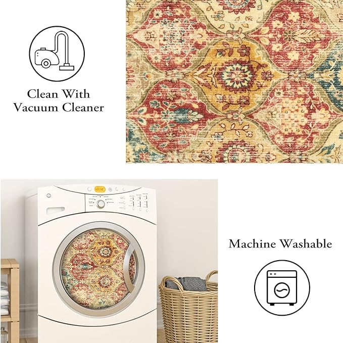 Lahome Moroccan Washable Round Rugs, Non-Slip Soft Round Rug 4ft Ultra-Thin | - Image 4