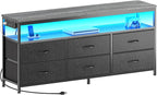 Huuger LED TV Stand for Bedroom, 55 Inch Fabric Dresser - Image 9