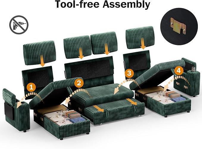 Vipbear 108" Modular Sectional Sleeper Sofa - Image 4