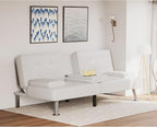 Flamaker Futon Sofa Bed Modern Folding Futon Set PU Leather Convertible - Image 7