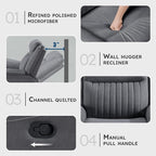Lexicon Manual Recliner Chair, Polished Microfiber Reclining Sofa Chair - Image 3