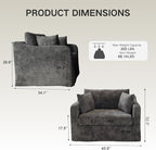 Oversized Armchair, 43.9" W Chenille Single Sofa Modern Upholstered Deep Seat - Image 2