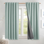 NICETOWN Seafoam Green Thick Linen Blend 100% Blackout Curtains - Image 2