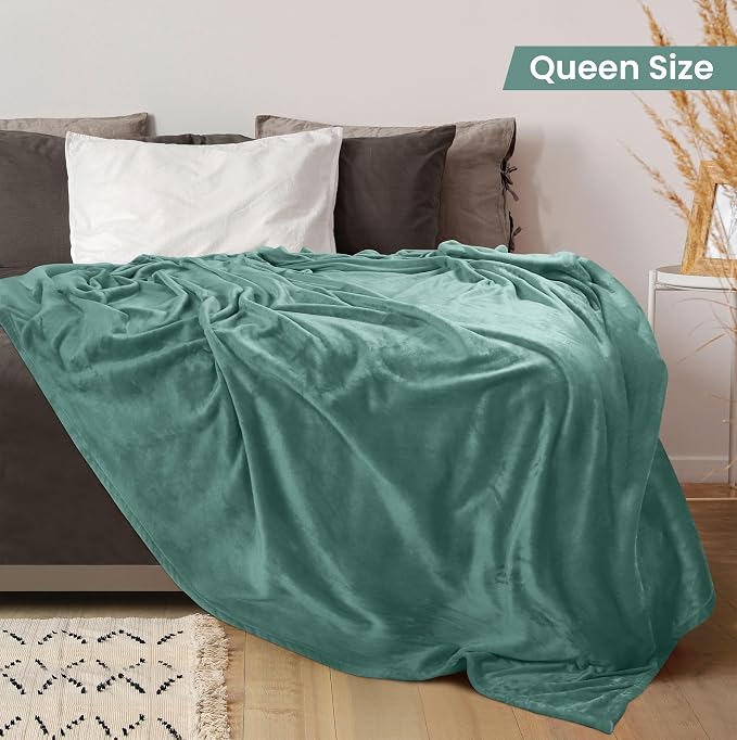 Utopia Bedding Soft Fleece Bed Blanket Queen Size Celadon | Microfiber Plush - Image 2