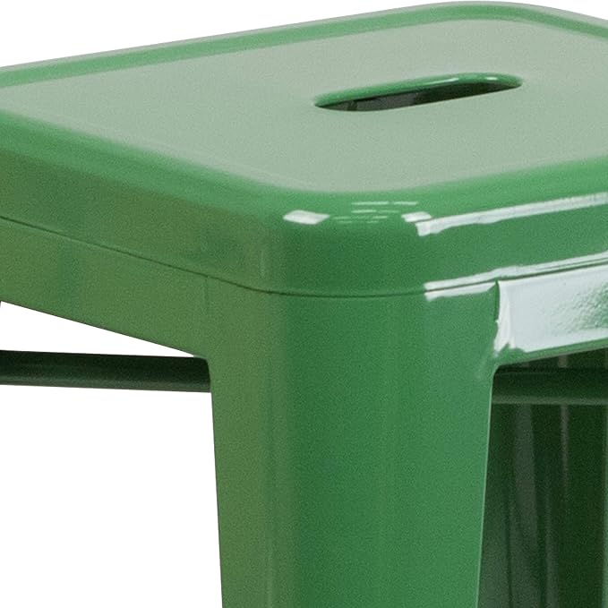 Flash Furniture Kai Commercial Grade 24" High Backless Green Metal - Image 5
