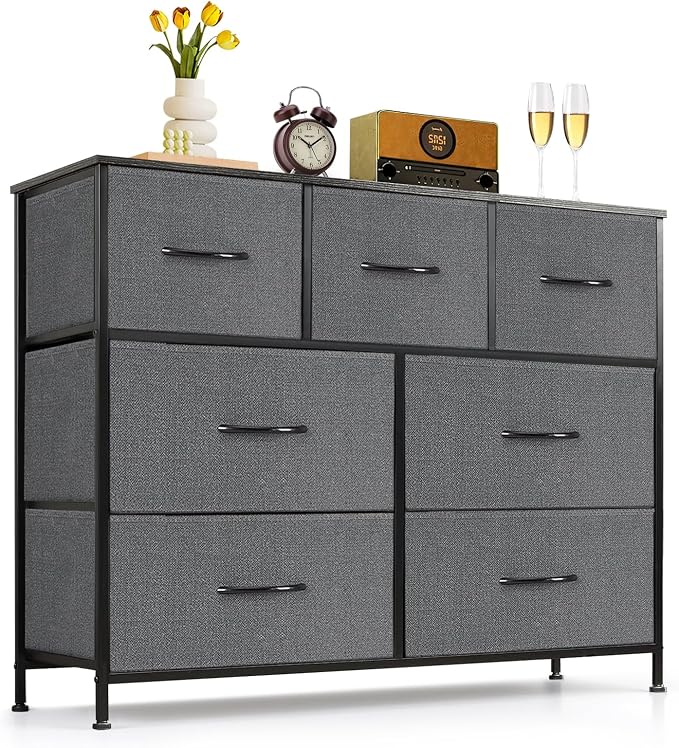 7-Drawer Dresser for Bedroom, Anti-Tip Wide Storage Organizer Fabric Chest of by SageNest