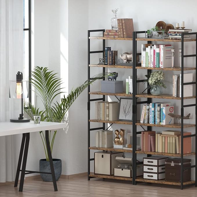 NUMENN 6 Tier Bookshelf, Tall Bookcase Shelf Storage Organizer, Modern Book - Image 5