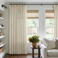 Pinch Pleated Extra Wide Beige Linen Curtain 84 Inches Long 70 Wide 1 Panel | by Twodrapes