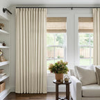 Pinch Pleated Extra Wide Beige Linen Curtain 84 Inches Long 70 Wide 1 Panel | by Twodrapes