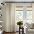 Pinch Pleated Extra Wide Beige Linen Curtain 96 Inches Long 70 Wide 1 Panel | by Twodrapes