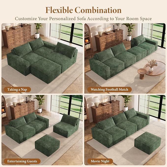 Vesgantti 114" Modular Boneless Couch, Modern 3 Seater Sectional Sofa - Image 7