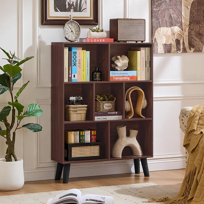 LEYAOYAO 7 Cube Bookshelf 3-Tier Bookcase - Image 6