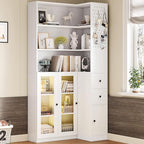 IRONCK Corner Bookshelf with LED Lights, 78.7" Tall Corner Bookshelves with 2 - Image 3