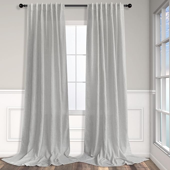 Pitalk Light Grey Linen Curtains 102 Inches Long by Pitalk