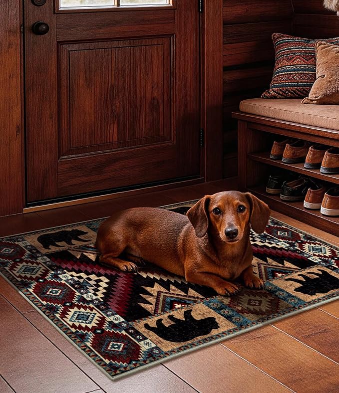 Western Entryway Rug, 2x3 Rustic Washable Rug, Non-Slip Indoor Door Mat - Image 5