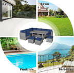 Tangkula 7 Pieces Patio Furniture Set, Outdoor Sectional Rattan Dining Sofa Set - Image 8