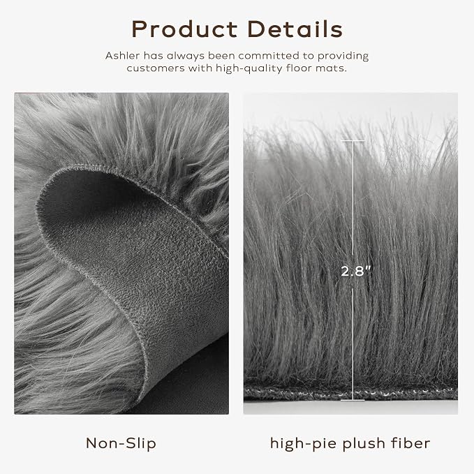 Ashler Faux Fur Rug, Fluffy Shaggy Area Rug Ultra Soft 2 x 3 Feet Sheepskin Fur - Image 6