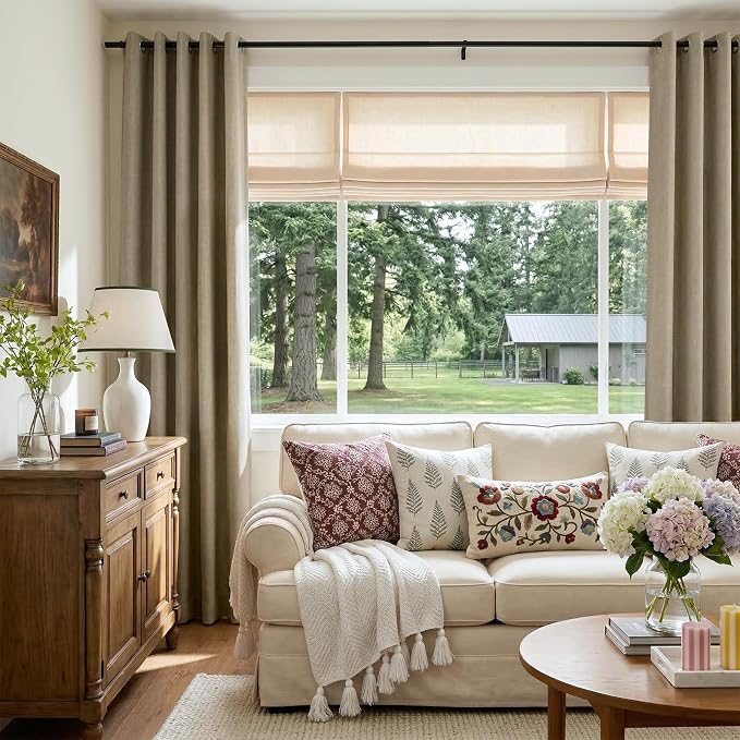 100% Blackout Linen Textured Curtains 84 Inch Long, Plaza Taupe | 100% Blackout - Image 5
