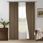 Dutch Cocoa Pinch Pleated 100% Blackout Linen Curtains 84 Inch Length 40x84 | by Twodrapes