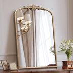 Besdomus Large Antique Wall Mirror: 24"x36" French Arched Champagne Gold by Besdomus