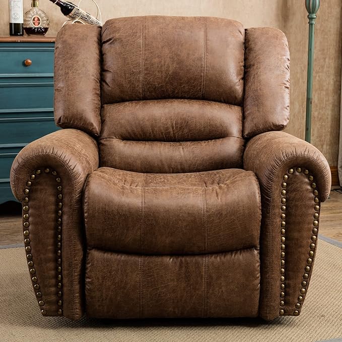 CANMOV Leather Recliner Chair, Classic and Traditional Manual Recliner Chair - Image 6