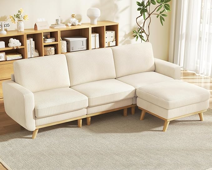 Vesgantti 97" Modular Sectional Sofa Beige, L-Shaped Couch by Vesgantti