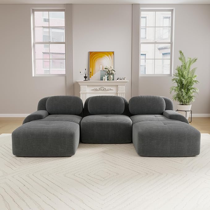Boneless Sectional Couch, No Assembly Required, 117.3” U Shaped Modular Cloud - Image 2
