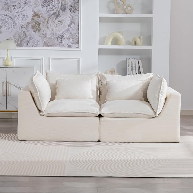Boneless Loveseat Couch Sectional Cloud Couch Oversized Modular Sectional Sofa - Image 9