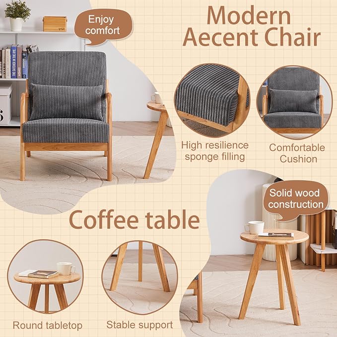 Beige Midcentury Modern Accent Chair - Image 6