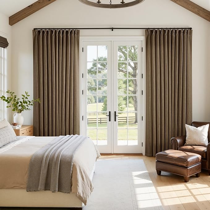Extra Wide 96 Inch Long Pleated Curtains 70 Inch Wide Dutch Cocoa | Pinch Pleat by Twodrapes