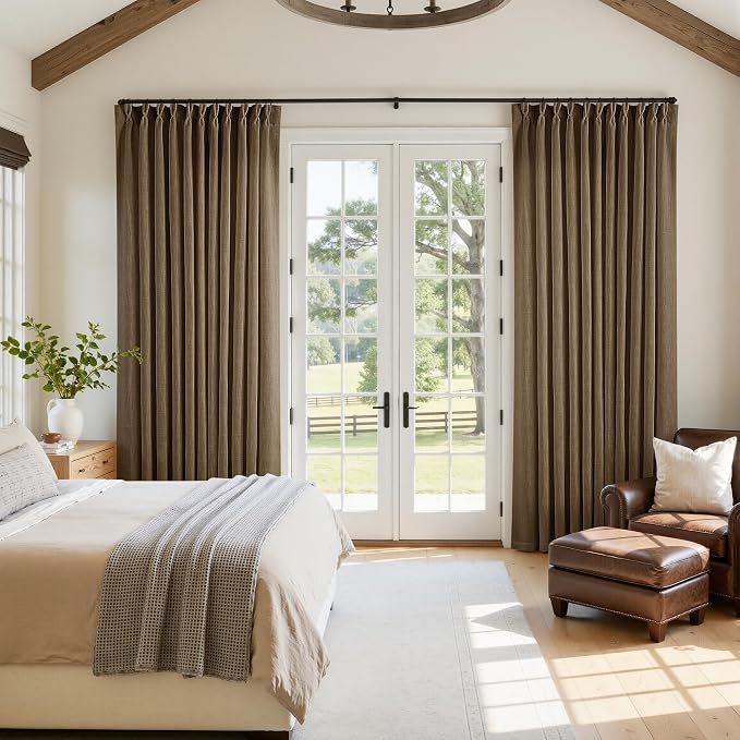 Extra Wide 102 Inch Long Pleat Curtains 70 Inch Wide Dutch Cocoa | Pinch Pleat - Image 7
