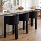 HNY Modern Counter Height Bar Stools Set of 3, Upholstered Barstools by HNY