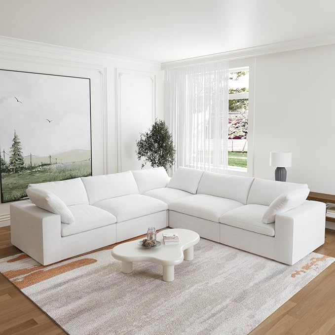 JACH V-Shaped Couch Sectional for Living Room, 5-Seats Modular Convertible - Image 7